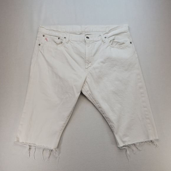 Polo Ralph Lauren Jean Shorts Mens 40 White Varick Slim‎ Straight Selvedge Denim - Picture 1 of 11